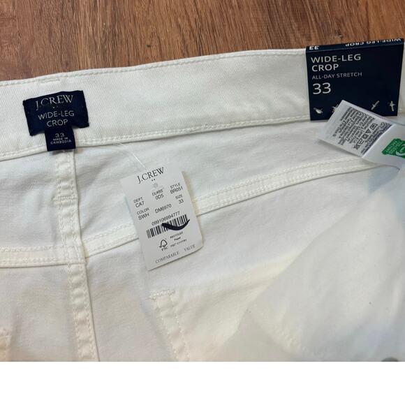 NWT J.Crew Wide Leg Crop Jean In All Day Stretch White Size 33 - Picture 5 of 8